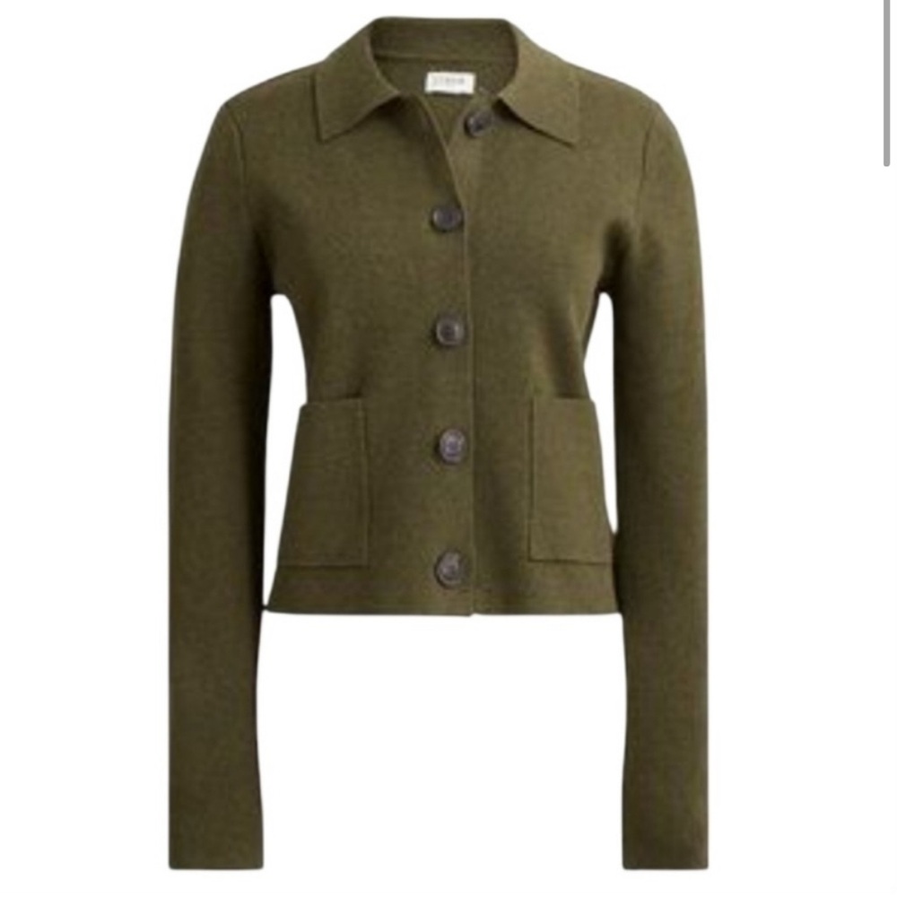NWT Olive 100% Cotton Polo Cardigan - Picture 2 of 6